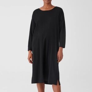Eileen Fisher Hemp & Organic Cotton Shift Dress - Black - Size M